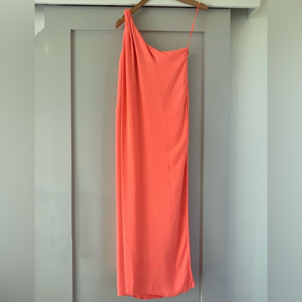 One Shoulder Coral Gown DVF
